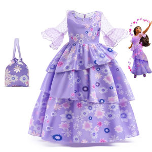 MQATZ Lsabela Carnival Encanto Dress For Girls Children Costume Girl Party Princess Dresses Vestidos Half Sleeve Kids Performance MFMW001