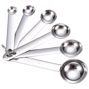 Durable Nonrust Steel Kitchen Measuring Spoons 6pc Set Ergonomic Handle Easy To Cleaning Dishwasher Safe