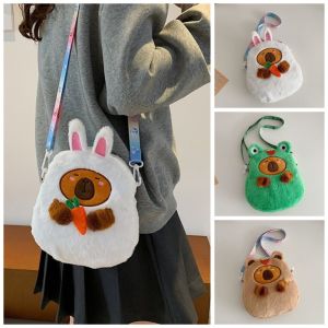 UAZGEO Large Capacity Capybara Crossbody Bag Soft Plush Doll Cartoon Phone Bag Creative Portable Handbag Woman