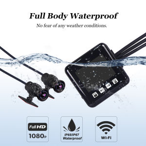 VSYS SYS 2.0 inch waterproof screen wifi Motorcycle Dash camera Dual 1080p rear view and GPS track loop record mirror image and night vision Motorbike DVR car video recorder