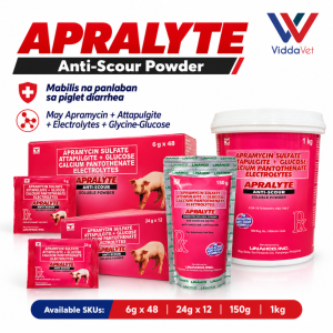 APRALYTE 1box x 48pcs (6g) for animals powder for pig 24g x 12 150grams apralyte powder for piglets apralytes
