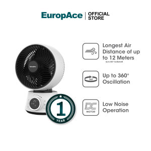 EuropAce 8" Deluxe DC Circulation Fan | EDF9831D | Our Most Powerful Desk Fan Up to 360° Oscillation Energy Efficient