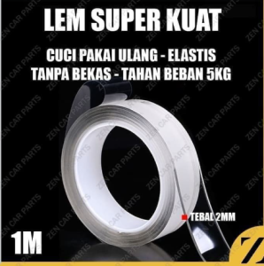 LEM TAPE SUPER KUAT 1 meter / Double tape perekat super lengket transparant