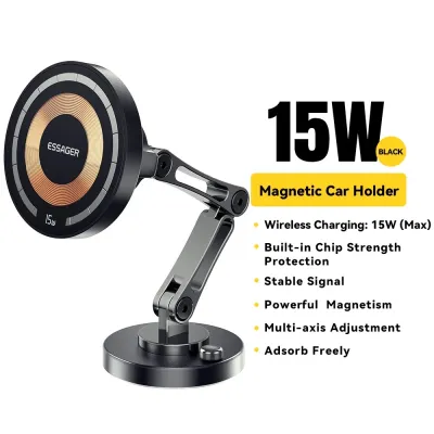 Essager Magnetic Wireless Charger Car Phone Holder 15W Fast Charging Easy Paste Car Charging Mount Stand For Magsafe iPhone 15 14 13 Pro Max