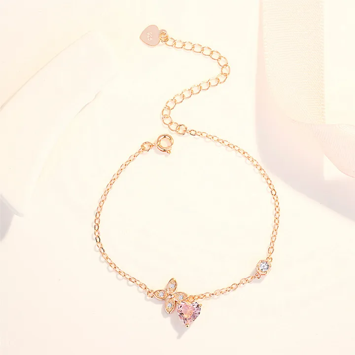 SSA%20Korean%20Sier%20Clover%20Bracelet%20Heart%20Shape%20Dia%20Peach%20Pollen%20Crystal%20Charm%20Bangle%20Women%20Girls%20Jewelry%20Gift%20-%20Image%207