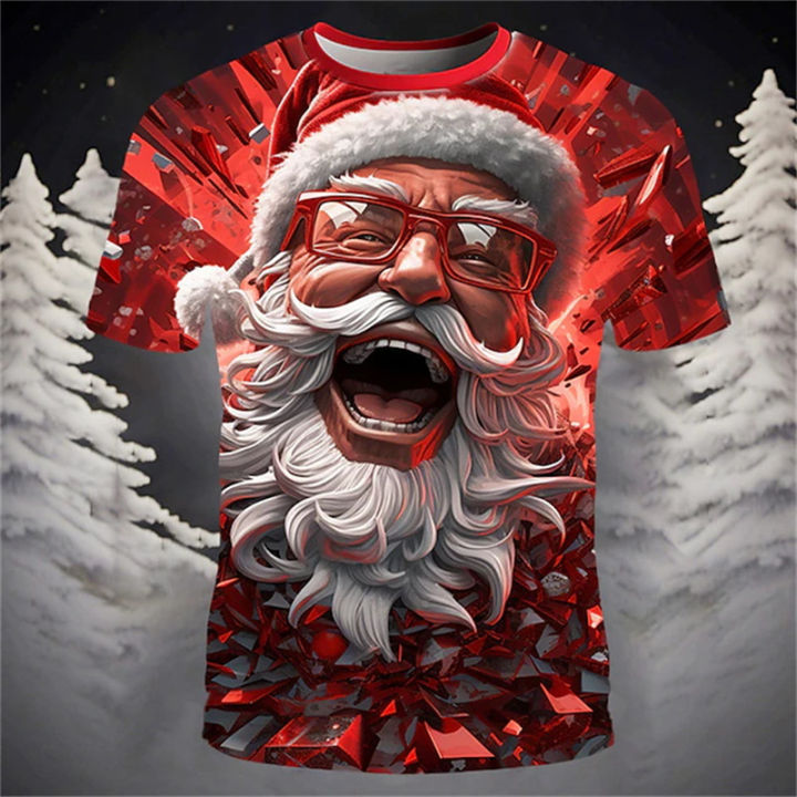 Santa Rave Top Christmas T Shirts Men 3D Rave Santa Printed T-shirt Hot Sale Xmas Part ...