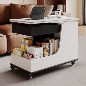 CraftedLiving SG-Coffee Table Multi-Function Solid Wood Side Table Mobile Sofa Side Cabinet Home Living Room Adjustable Side Cabinet