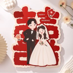 Bộ Set 2 Miếng Giấy Dán Tường Dán Cửa Ra Vào Trang trí Tiệc Cưới Tân Hôn Chúc Mừng Hạnh Phúc Vui Vẻ