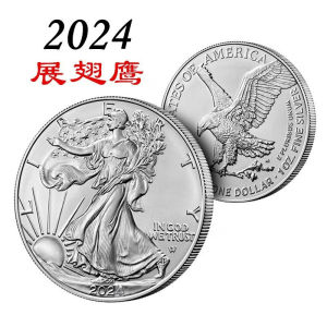 LZD  Spread Wings Eagle 2024 American Eagle Ocean Gold and Silver Coins Commemorative Coin Statue of Liberty Coin   Eagle Ocean Commemorative Coin