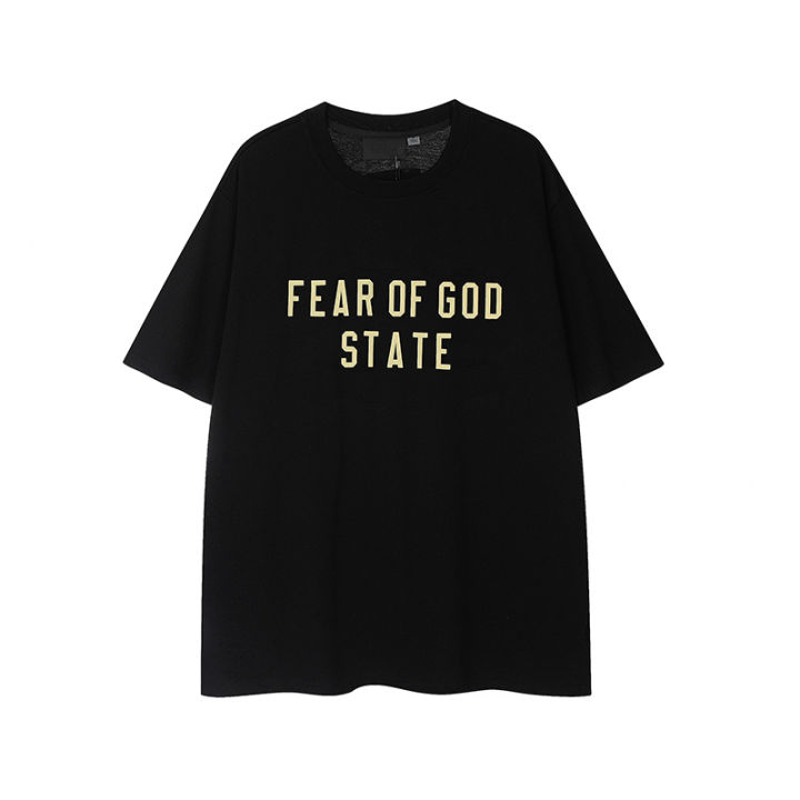 Fog%20State%20ESSENTIALS%20Niche%20Fashion%20Brand%20American%20Summer%20Cotton%20Loose%20Fear%20Of%20God%20Men's%20Couple%20Short%20Sleeve%20T-shirt%20Titleist%20style%20-%20Image%202