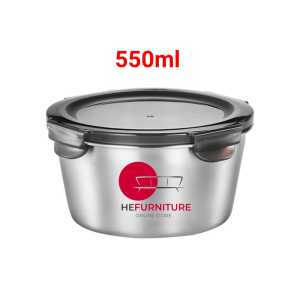 💕Ready Stock💕 SUS304 Steel Round Shape Lunch Box with Lid/ Microwave heated/ Food Container