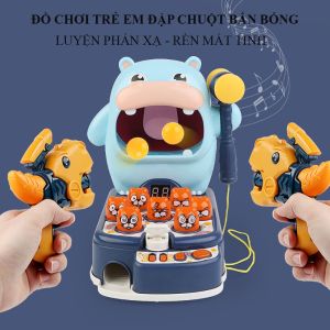 Đồ chơi trẻ em đập chuột bắn bóng kèm nhạc 4 in 1. Bộ đồ chơi luyện tập phản xạ tinh mắt và tư duy nhanh nhạy cho các bé