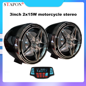 STAPON 3inch 2x15w app control motorcycle stereo audio system hifi amplifier speaker Waterproof FM Radio Bluetooth USB TF MP3 Music Player M3