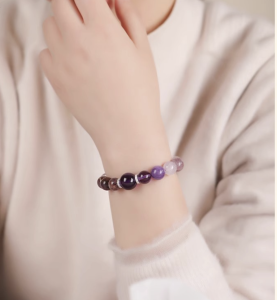 SG Local Ultimate Nine Violet Flame Multi-Gemstone Bracelet - Natural Amethyst & Citrine Crystal for Luck Wealth & Protection -