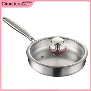 316 Stainless Steel Frying Pan Non-Stick Universal Steak Cooking Pot Even-Heating Flat Bottomed Skillet Suitable for Fried Egg Steak