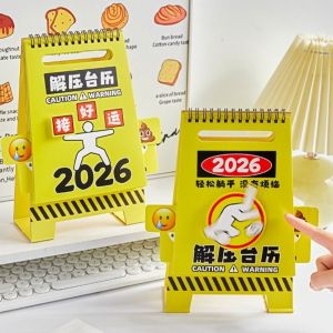 DIRKI Fun Style Desk Calendar Novelty Warning Signs Shape Table Calendar Creative Paper Monthly Calendar Office