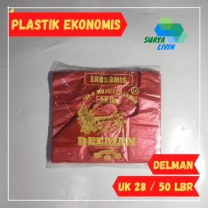 Kantong Plastik Kresek Delman Ekonomis Uk. 28 Merah isi 50 lembar