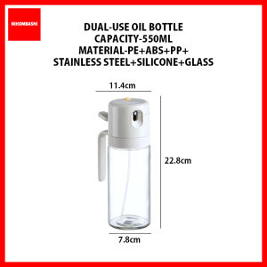 [SG Seller] 2in1 Dual-use Oil Bottle Anti-leakage Sprayer Pour Oil Glass Container Kitchen Oil Spray Household Seasoning Bottle Dispenser Tool