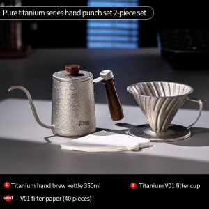 BINCOO Titanium Hand Drip Coffee Hot Water Pot with Lid Gooseneck Kettle Hanging Ear Coffee Non-stick Home Kitchen Cafe Accessories 350/600ML