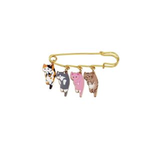 FIRST SONG Alloy Kawaii Enamel Cat Brooch Lapel Pin Electroplate Cute Korean Style Man