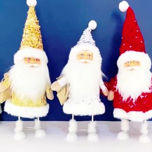 3PCS 40cm Christmas Santa Claus Doll Set - Iron Santa Figurines for Window Display Holiday Home Decoration & Gifts