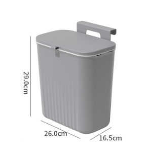 Upgraded Hanging Trash Can  9L Dustbin Rubbish Bin Cabinet Door With Lid Garbage Cans Floor Wall Mounted Kitchen Tong Sampah Sangkut 垃圾桶