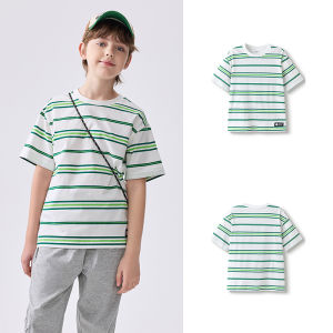 Áo thun ngắn tay cho trẻ em balabala những cậu bé to xác Áo Thun Cơ Bản hè nhanh khô cotton sọc 2025