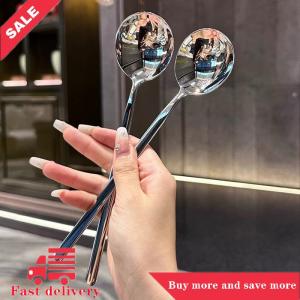 [COD] Stainless Steel Spoon Korean Long Handle Tableware Thicken Stirring Ice Spoon Meal Spoon Household Dinner Spoon
