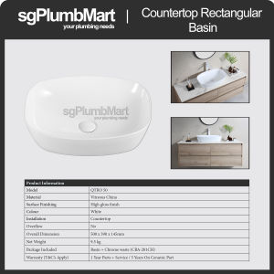 Rubine x sgPlumbMart  QTRO 50  Countertop Ceramic Basin 500x390x145mm Toilet Bathroom Basin Table Top Basin