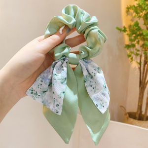 Flower Ribbon Scrunchies 🎀 碎花蝴蝶结大肠发圈 Getah Rambut 夏季新款女扎头绳飘带发带发绳头饰发饰 Simple Cute Hair Rope Tie Hair Ring Woman Hair Accessories
