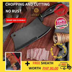 Ahkas Kitchen Damascus Steel Black blade Knife Butcher Cooking Tool Chopping Utility Cleaver Boning Chef Knives