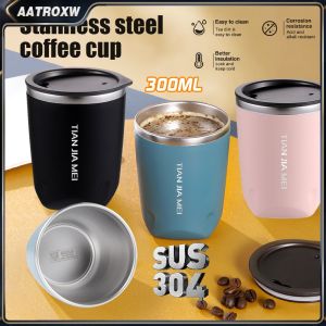 【Free Shipping】300ML Stainless Steel Coffee Mug Tumbler Hot And Cold With Cover Creative Portable Coffee Tumbler Travel Tea Insulated Mug Aatroxw