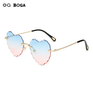 OQ BOGA 6 Styles Women Fashion Gradient Heart Frame Color Lens Sunglasses Female Colorful Rimless Sun Glasses