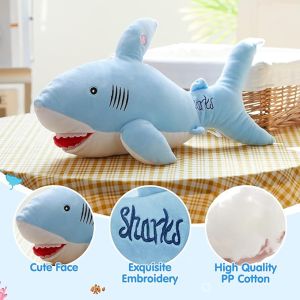 Boneka Karakter Hewan Hiu Shark Bisa Nyala Pakai Lampu Led Bahan Halus Mainan Lampu Tidur Anak