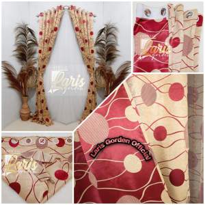 Gorden Pintu Kamar Motip Bulat Bolak Balik Murah Jendela Ruang Tamu Minimalis - Blackout Import - Lebar 130cm - Tinggi 100cm s/d 250cm - Free Tali Samping dan Hook Cantolan (1 Lembar)