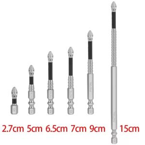 6PCS Strong Magnetic Screwdriver Drill Bit Non-slip Phillip Hex Shank Impact Bit Alloy Steel Cross Head Bit Electric Screwdriver Tips