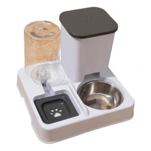 2IN1 Dog Double Bowl Feeder Clear Water Dispenser and Feeder Pet Automatic Waterer Large Capacity Feeding Accessory