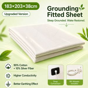 Grounding Flat Sheet With 10% Silver Fiber Organic Cotton Earthing Fitted Sheet With MY Adapter For Sleep Wellness