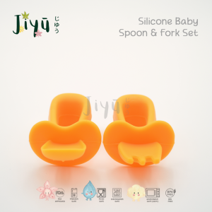 JIYU [JB-031] Silicone Baby Spoon And Fork Set / Set Sendok Garpu Silikon BPA FREE