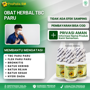 Obat TBC Batuk Berdarah Flek Paru Paru Batuk Rejan Batuk Menahun Batuk Kering Batuk Berdahak Batuk Grok Nyeri Dada Sesak Nafas Asma Bronkhitis Bronkitis dengan ProPolis SM