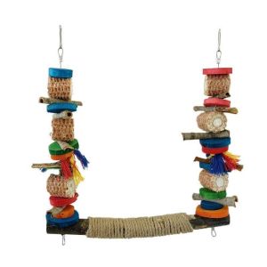 SWEET ELVES 1PC Durable Colorful Wood Bird Perch Wear resistant Parrot Cage Toy Bird Swing Parakeet Chew Toy Parrot Climbing Ladder