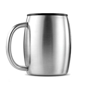 ZYJC 420ml Stainless Steel Beer Mug Double Wall Portable Coffee Cup Vacuum Insulation with Handle Lid Thermal Cup Home