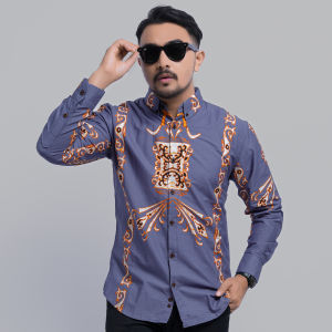 DGM Kemeja Batik Pria Premium Lengan Panjang Belati Lilac 1241