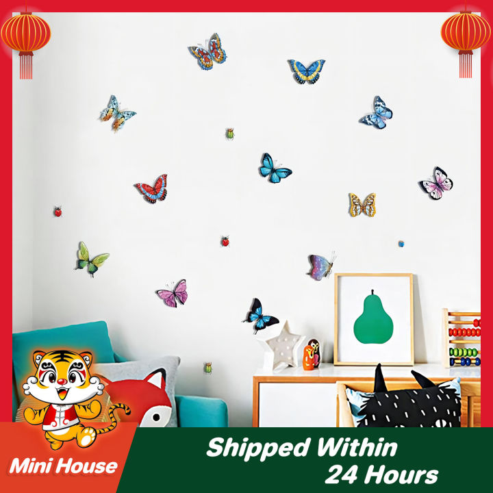 Wallpaper Butterflies Wall Stickers Decals Ladybug Wall Art Mural Peel ...