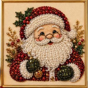 Christmas Santa Pearl Diamond Painting Kit DIY Mosaic Beads Canvas Craft Set Easy for Beginners