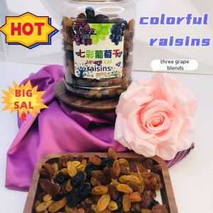 Seven Colorful raisins 195g cannister three-color raisins candied fruits dried fruit snacks Low Fat Fruity