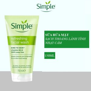 Sữa rửa mặt Simple cho da nhạy cảm Refreshing Facial Wash Gel sạch thoáng lành tính màu xanh lá