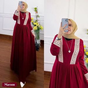 Gamis Midi Dress Wanita Kekinian 2023 Terbaru RAYANZA DRESS CERUTY BABYDOLL RESLETING DEPAN LD 108