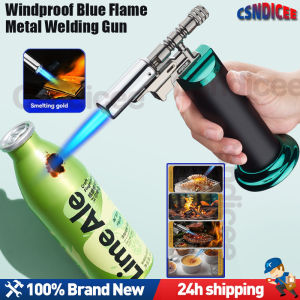 Outdoor Barbecue Windproof Blue Flame Long Lighter Igniter Welding Gun Lighter Butane Canister Torch for Roasting Pig Hair Blowtorch for Home Use
