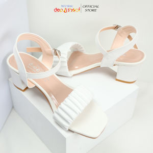 Giày Sandal cao gót quai xếp ly gót vuông 5 phân thời trang có Big size 42 43 MS G1369